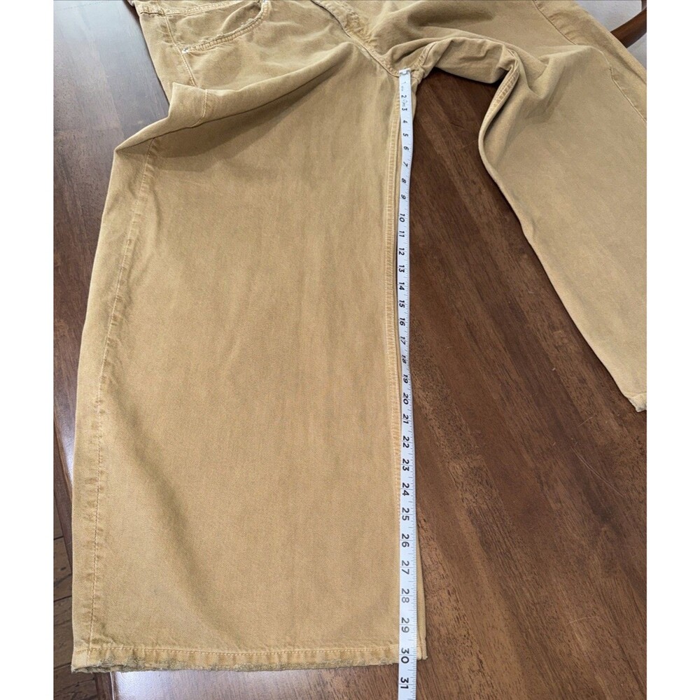 ZARA Tan Barrel Wide Leg Jeans Relaxed Baggy Distressed High Rise V Seam 10 NWT - Picture 10 of 12
